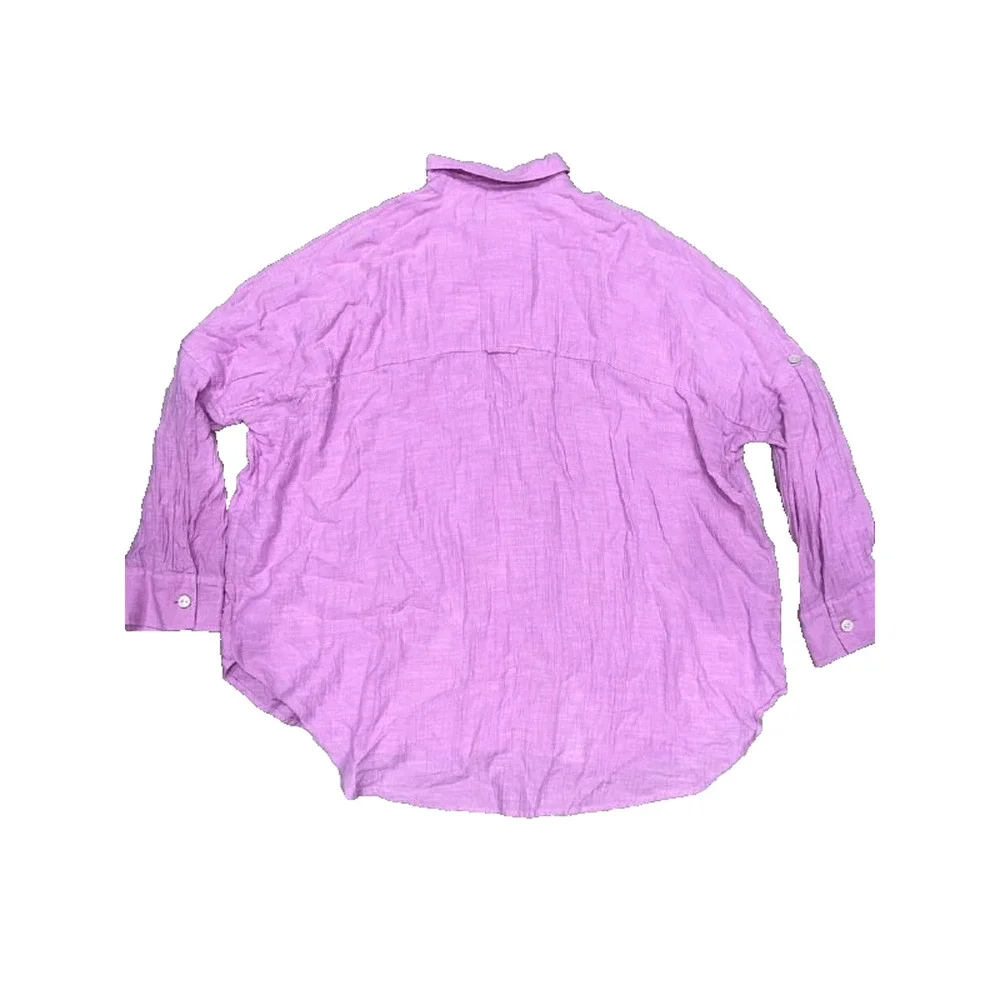 American Eagle Womens preppy Y2K oversized Shirt Lavender XS A004924 - Picture 9 of 9